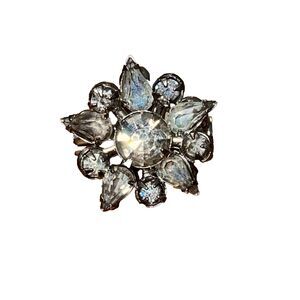 Rhinestone Cluster Brooch Pin Pendant Vintage Faux Diamond Floral Art Deco